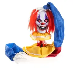 HalloweenCostumes.com One Size Fits Most 14" Animated Head Popping Clown Ground Breaker Halloween Prop | Evil Clown Decorations,  Blue/Yellow/Red