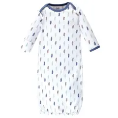Luvable Friends Baby Boy Cotton Long-Sleeve Gowns 3pk, Boy Feathers, 0-6 Months