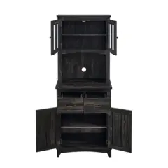 Home Source Microwave Stand with Top and Bottom Cabinets
