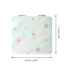 Unique Bargains Women Square Shape Handheld Mirror for Travel White Green 1 Pc