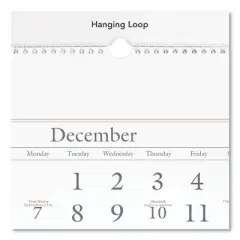 Three-Month Reference Wall Calendar, 12 x 27, White Sheets, 14-Month: Dec 2025 to Feb 2027