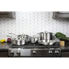 Cuisinart French Classic 10pc Stainless Steel Tri-Ply Cookware Set - FCT-10: Kitchen, Even-Heating, Stay-Cool Handles
