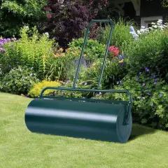 Costway 13 Gallon Lawn Roller Heavy-Duty Steel Push/Pull Sod Roller 24"x13" Green