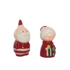 Transpac Dolomite Santa and Mrs. Claus Salt and Pepper Shaker Set of 2 for Christmas Holiday Table Decor
