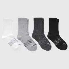 Hanes Women's Absolute Active 4pk Crew Socks - White/Gray 5-9: Cotton Blend, Arch Support, Cushioned Sole, Seamless Toe