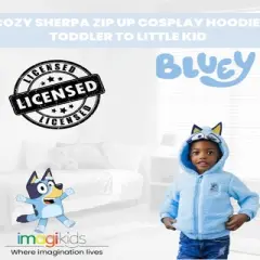 Bluey Bingo Cozy Faux Shearling Zip Up Cosplay Hoodie Toddler to Little Kid