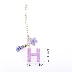 Unique Bargains Star Sequin Letter H Flower Tassel Water Cup Pendant Purple 1 Pc