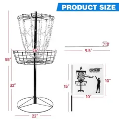 GSE Portable 12-Chain Disc Golf Basket, Metal Flying Disc Golf Practice Target