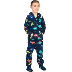 Footed Pajamas - Dinosaur Kingdom Kids Hoodie Fleece Onesie