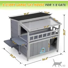 Sandinrayli Outdoor Insulated Cat House (Gray)