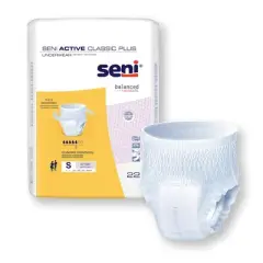Seni Active Classic Plus Disposable Underwear Pull On with Tear Away Seams Small, S-SM22-AC2, Moderate