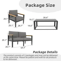 Aluminum Patio Furniture Set,4 Piece Modern Outdoor Conversation Sets