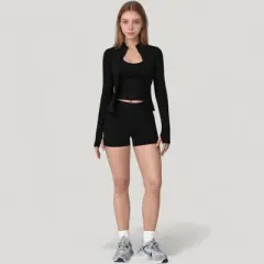 Anna-Kaci Active Women's Long Sleeve Zip-Up Athletic Jacket with Thumbholes and High Neckline