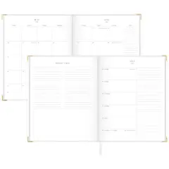 2022-23 Academic Planner Weekly/Monthly Casebound 9.875"x7.875" Black Pindot Fabric - Sugar Paper Essentials