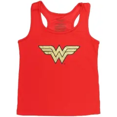 Wonder Woman Big Girls Logo Mesh Tank & Shorts PJ Set Red