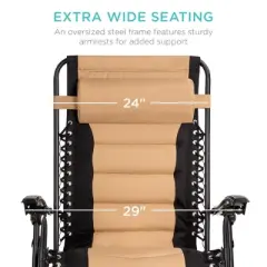 Best Choice Products Oversized Padded Zero Gravity Chair, Folding Outdoor Patio Recliner w/ Headrest, Side Tray