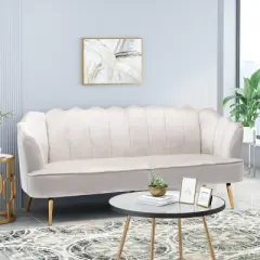 Reitz Modern Glam Velvet Channel Stitch 3 Seater Shell Sofa - Christopher Knight Home