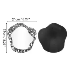 Unique Bargains Water Wave Pattern Cosmetic Mirror Silver Tone 1 Pc