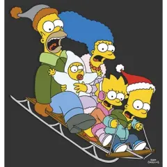 Men's The Simpsons Distressed Family Gone Sledding Sweatshirt