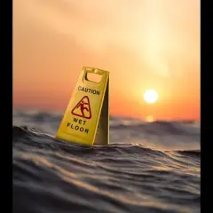 Men's Design By Humans Caution Wet Floor Floating In Ocean By Bomdesignz Tank Top