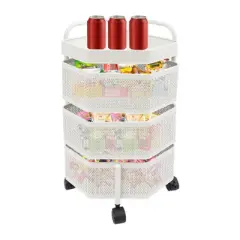 YIYIBYUS Rotating Storage Shelves Rack, 3-Tier Removable Basket Kitchen Organizer