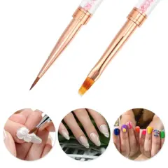 Unique Bargains ABS Double-Headed Crystal Handle Liner Brush Rose Gold Tone 1 Pc