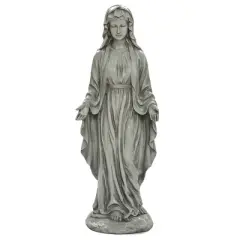 LuxenHome 30.5" H Virgin Mary Indoor Outdoor Statue Garden Statues, Gray or Ivory