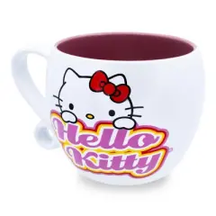 Silver Buffalo Sanrio Hello Kitty Hearts Ceramic Coffee Cup With Loop Handle | Holds 16 Ounces