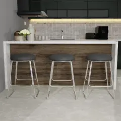 Southlake Backless Metal Counter Height Stool Chrome/Black Vinyl - Hillsdale Furniture