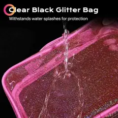 Byootique Set of 2 Clear Makeup Bag Cosmetic Organizer Travel Toiletry Pouch Handle Zipper for Makeup Artist Pink