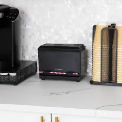 Mind Reader Straw Dispenser Pencil Dispenser Black: Metal & Plastic Coffee Bar Accessories, 7.5" Height, 9.25" Depth