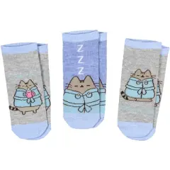 Pusheen The Cat So Relaxed No Show Ankle Socks Size 5-9 - 3 Pair Blue