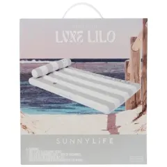 Sunnylife: Luxe Lilo - Green Stripe - 70x41" Inflatable Pool Float w/ Headrest