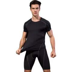 Anna-Kaci Active Men's Compression Short Sleeve Athletic T-Shirt with Moisture-Wicking Stretch Fabric for Training and Workouts