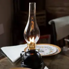 Lehman's Vintage Style Oil Lamp, Burns Kerosene or Lamp Oil, Round Font with Carrying Handle, Steel Burner, For Non-Electric Lighting or Emergencies