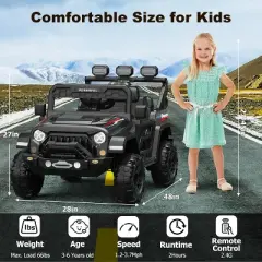 Kids Electric Vehicle for Ages 3-6, Ride on Car with 2.4G Remote Control, 3 Adjustable Speeds, Soft Start, Battery Display, Music