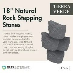 Garden Central 4 Pack 18"x22" Natural Rock Stepping Stones for Walkways, DIY Landscaping Solution, Made with Recycled materials, Grey