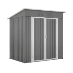 MOEPISY 6 x 4 ft Outdoor Metal Storage Shed for Garden Tools Lockable Door With Floor Frame