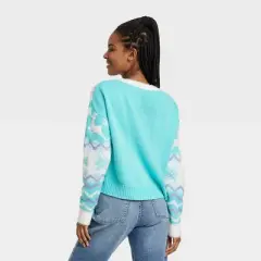 Women's Reindeer Graphic Sweater - Blue