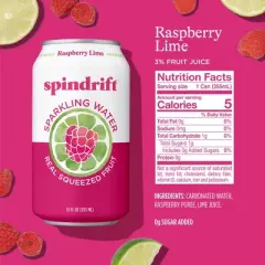 Spindrift Raspberry Lime Sparkling Water - 8pk/12 fl oz Cans