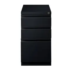 Space Solutions 20" Deep 3 Drawer Mobile Pedestal Letter Width File Cabinet Black