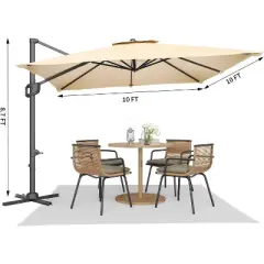 10ftx10ft Cantilever Patio Umbrella with Base,umbrella outdoor patio,360 Rotation outdoor umbrella with Stand for Deck,Pool,Backyard