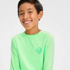 Boys' Long Sleeve Snappy Wave Rash Guard Top - art class&trade; Light Green