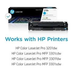 HP 218X Cyan High Yield Toner Cartridge Prints Up to 2500 Pages (W2181X)