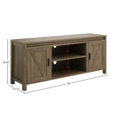 65-inch TV Stand &ndash; 2-Door Entertainment Center, Adjustable Media Console Shelves, Cable Management and Farmhouse Style by Lavish Home (Gray Woodgrain)