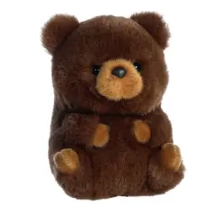 Aurora Mini Brambles Brown Bear Rolly Pet Round Stuffed Animal Brown 5.5"