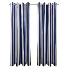 Commonwealth Seascapes Stripes Light Filtering Satiny Look Provide Privacy Grommet Outdoor Panel Pair Indigo