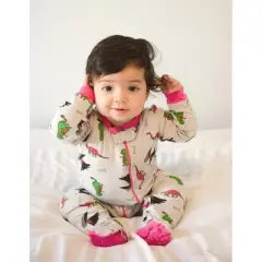 Leveret Footed Sleeper Cotton Unicorn and Dinosaur Pajamas
