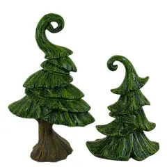 Transpac 10.0 Inch Funky Tree Set Christmas Decorative Tree Set , Fun Shaped Unique (2PC)