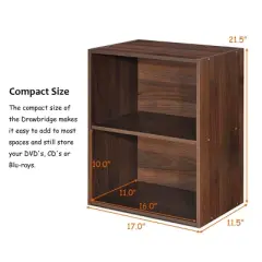 Costway 2PCS 2 Tier Open Shelf Night Stand End Table Sofa Side Storage Display Walnut